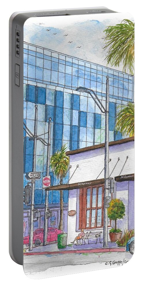Il Fornaio Portable Battery Charger featuring the painting Il Fornaio in Beverly Hills, California by Carlos G Groppa