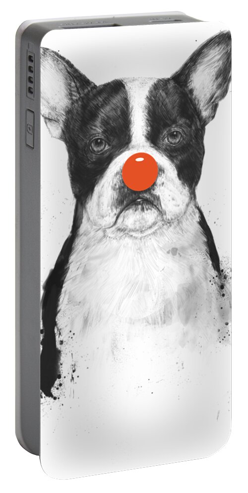 Dog Portable Battery Charger featuring the mixed media I'm not your clown by Balazs Solti