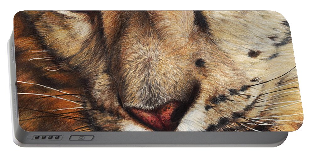 Snow Leopard Portable Battery Charger featuring the drawing Imagine by Peter Williams