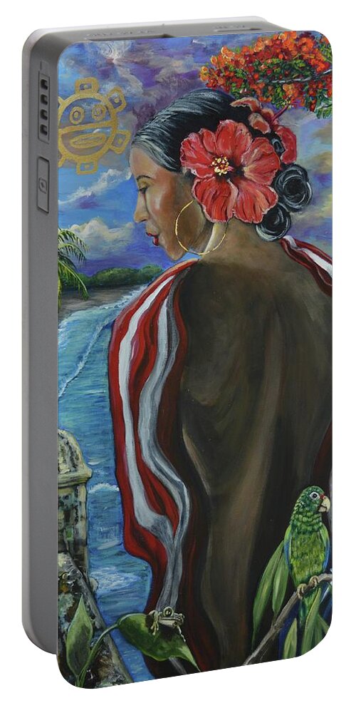 Puerto Rico Portable Battery Charger featuring the painting Imagines Boricuas by Melissa Torres