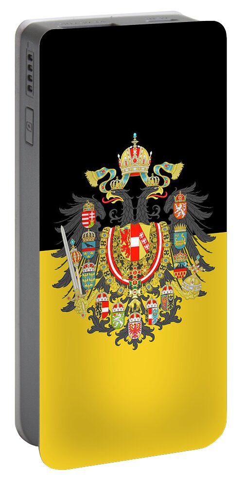 Flag Portable Battery Charger featuring the digital art Habsburg flag with Imperial Coat of Arms 1 by Helga Novelli