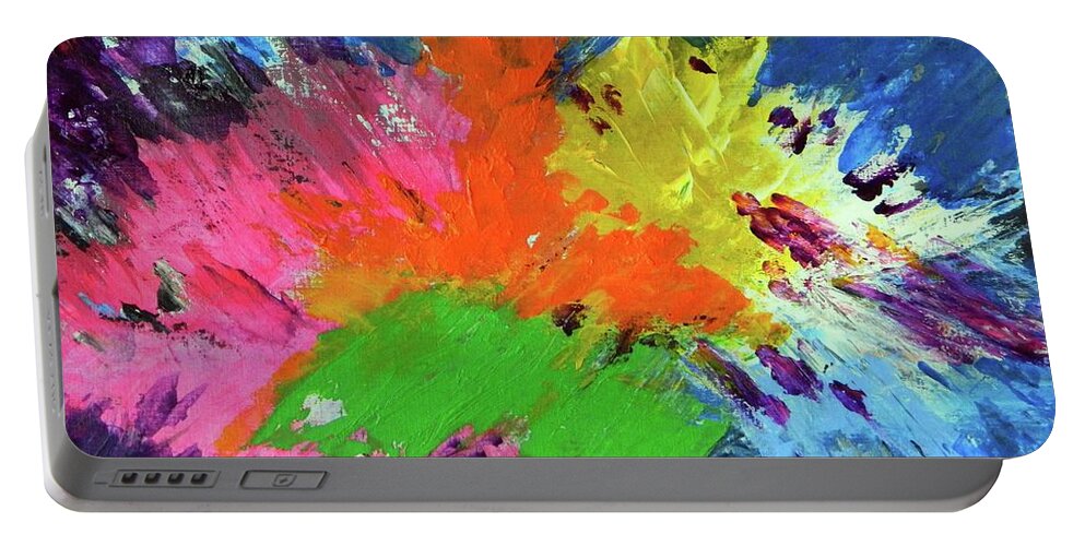 Abstract Art Portable Battery Charger featuring the painting In Bloom by Everette McMahan jr