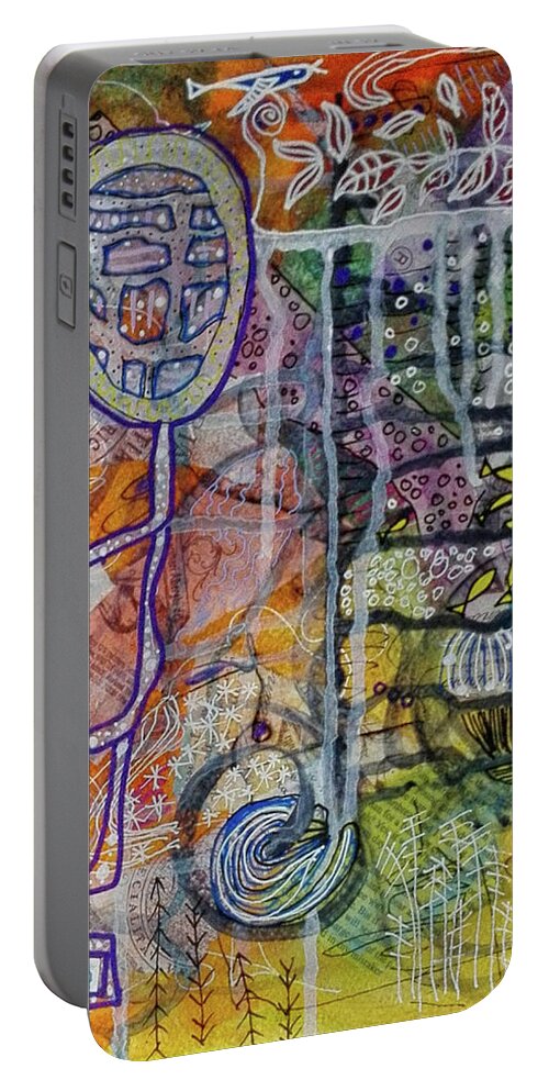 In-depth Portable Battery Charger featuring the mixed media In Depth by Mimulux Patricia No