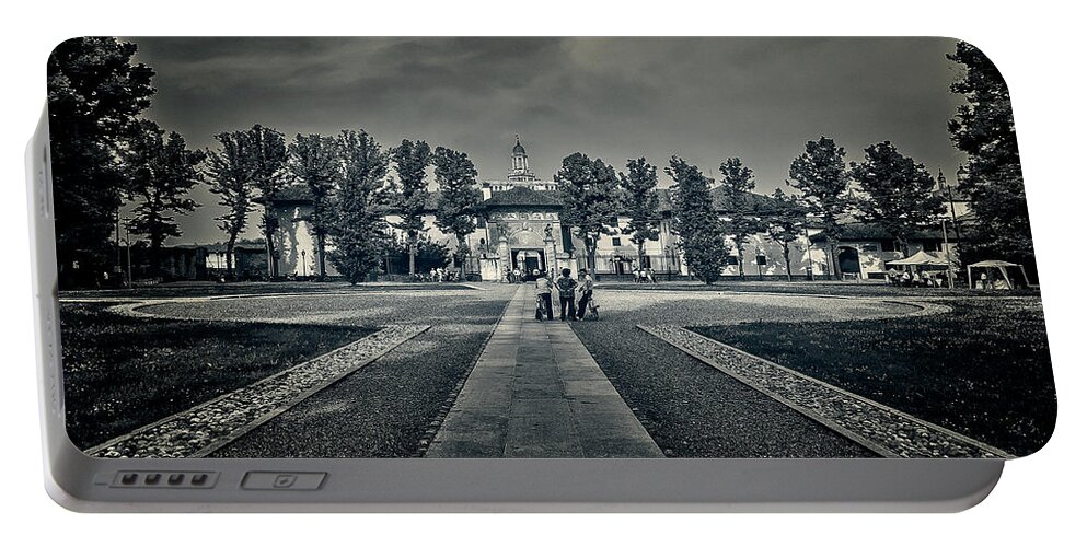 Certosa Di Pavia Portable Battery Charger featuring the photograph In front of monastery by Roberto Pagani