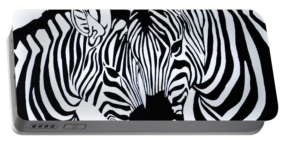 Zebras Portable Battery Charger featuring the painting In Love by Sonali Kukreja