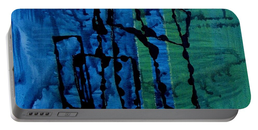 Abstract Portable Battery Charger featuring the painting In Sync by Louise Adams