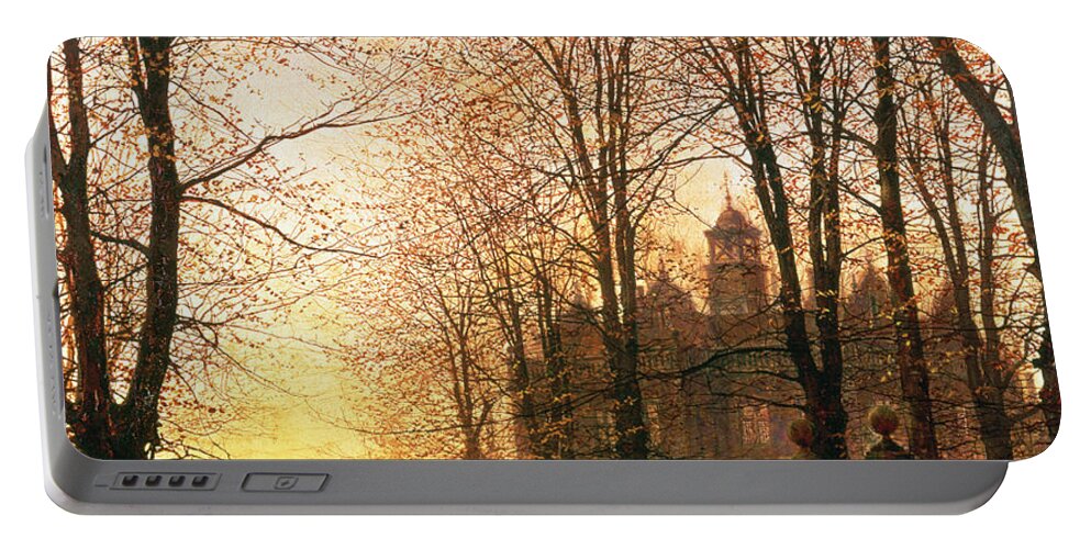 In The Golden Olden Time Portable Battery Charger featuring the painting In the Golden Olden Time by John Atkinson Grimshaw