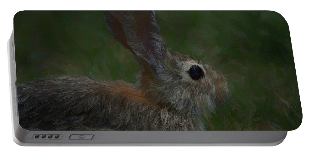 Rabbit Portable Battery Charger featuring the digital art In The Grass 4 by Ernest Echols