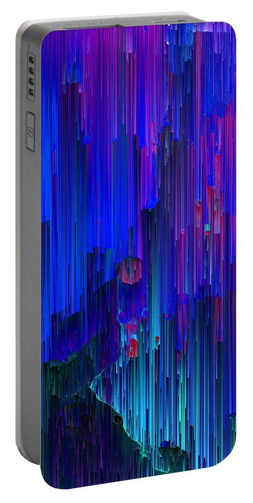 Blue Portable Battery Charger featuring the digital art In the Midst - Pixel Art by Jennifer Walsh