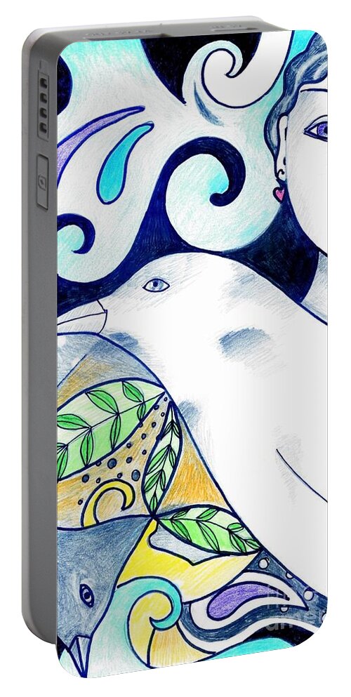 Woman Portable Battery Charger featuring the drawing In The Spirit Of Unity 1 by Helena Tiainen
