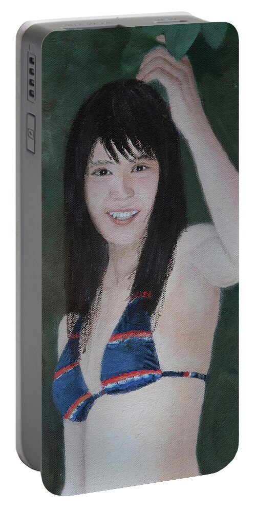 Portrait Portable Battery Charger featuring the painting In The Woods by Masami Iida