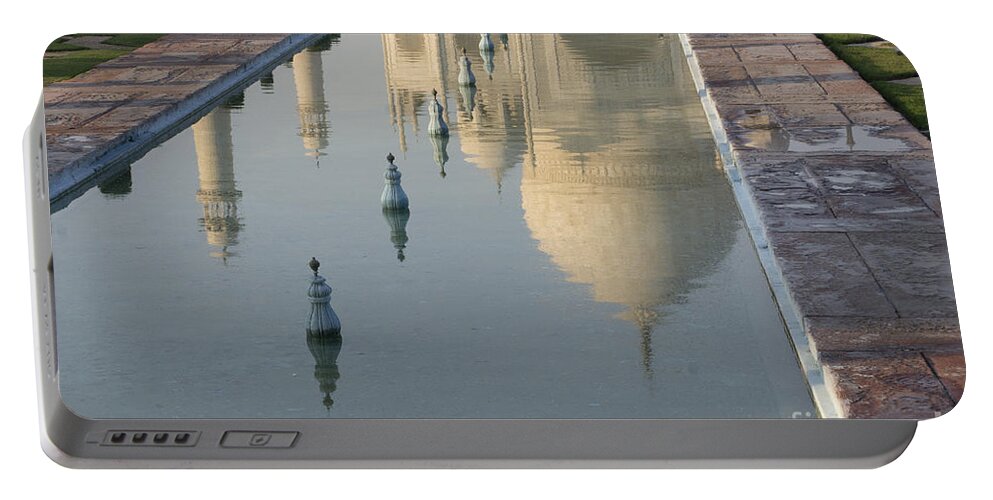 Reflection Of Taj Mahal Portable Battery Charger featuring the photograph In Water by Elena Perelman