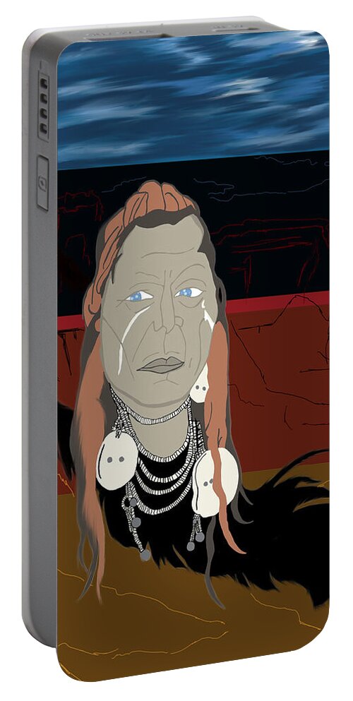 Indian Portable Battery Charger featuring the digital art Indian Chief by Bless Misra