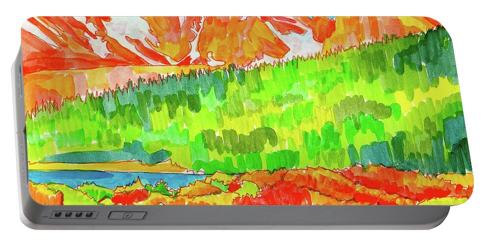 Art Portable Battery Charger featuring the painting Indian Peaks Wilderness by Dan Miller