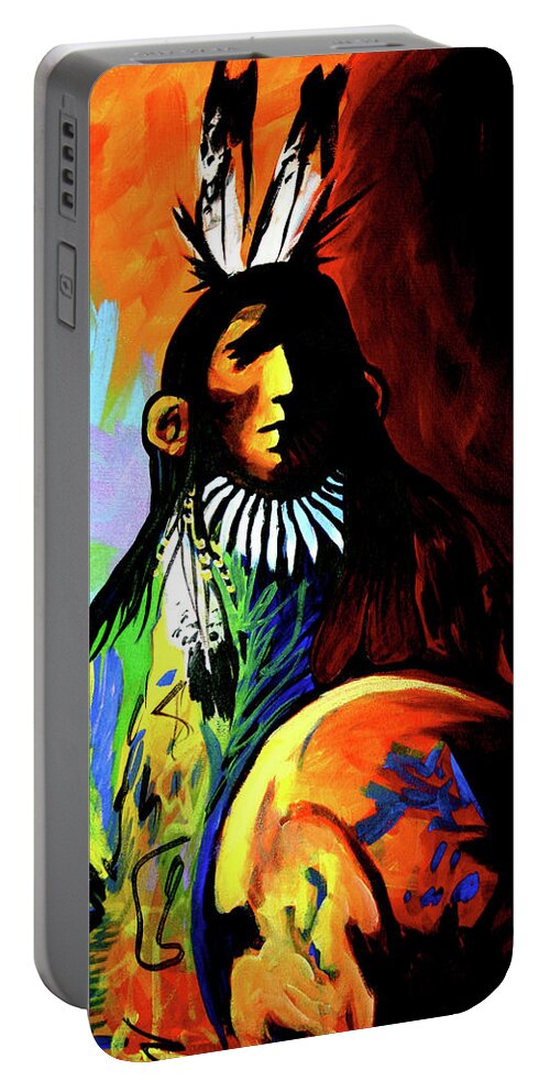 Native American Portable Battery Charger featuring the painting Indian Shadows by Lance Headlee