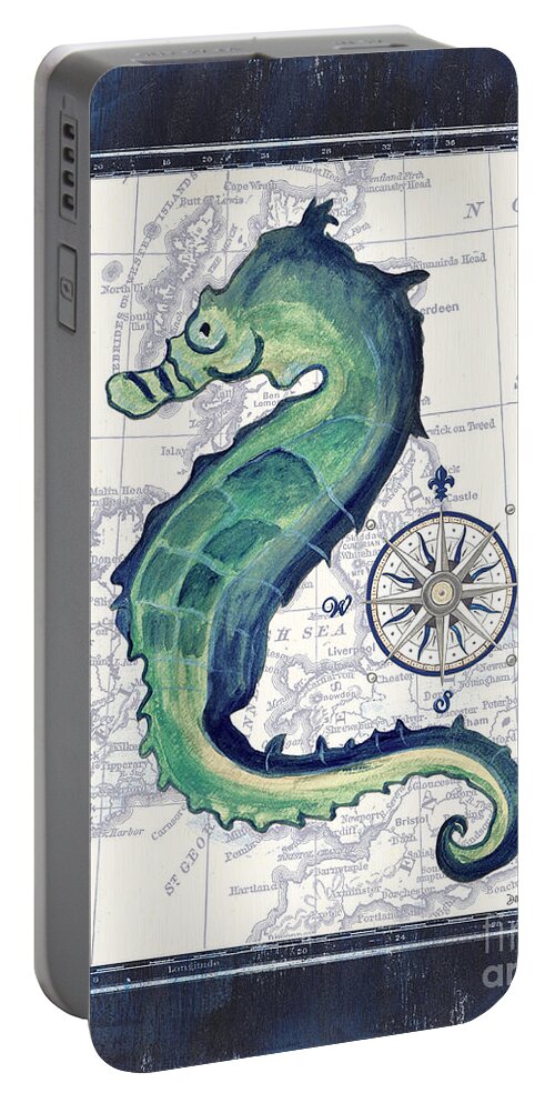 Sea Horse Portable Battery Charger featuring the painting Indigo Maritime 2 by Debbie DeWitt