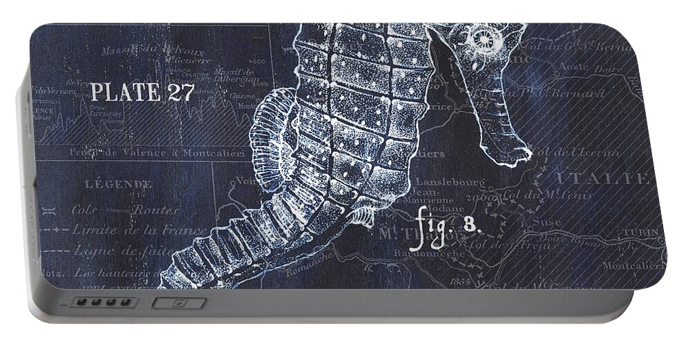 Seahorse Portable Battery Charger featuring the painting Indigo Verde Mar 1 by Debbie DeWitt