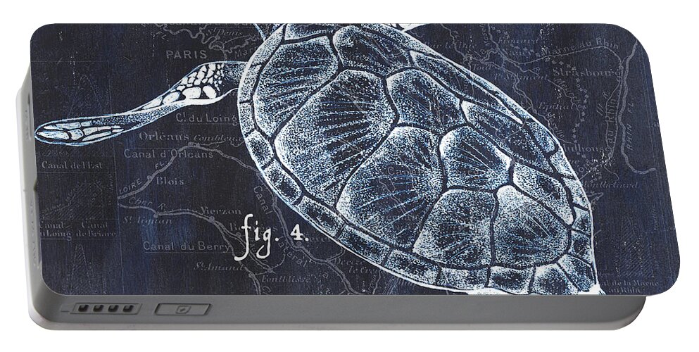Turtle Portable Battery Charger featuring the painting Indigo Verde Mar 2 by Debbie DeWitt