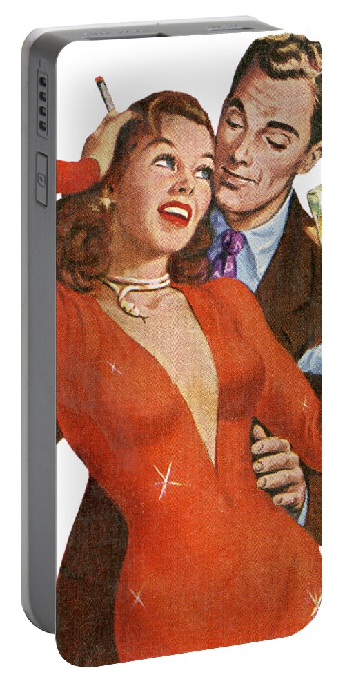 Retro Ad Portable Battery Charger featuring the digital art Indulge Me by Kim Kent