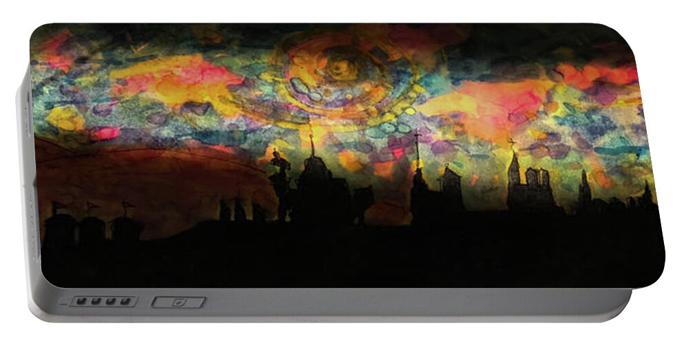 Sky Portable Battery Charger featuring the mixed media Inky Inky Night II by Jason Nicholas