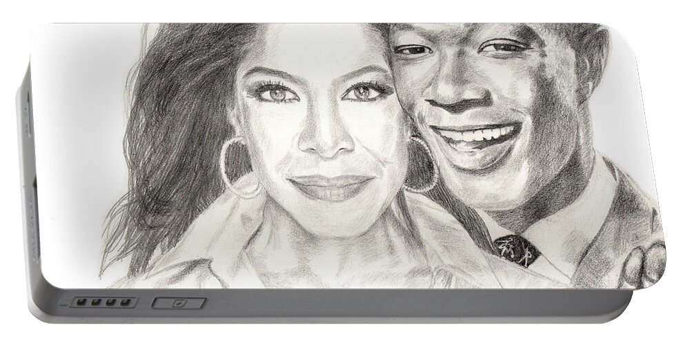 Music Portable Battery Charger featuring the drawing Inseparable and Unforgettable by Lee McCormick