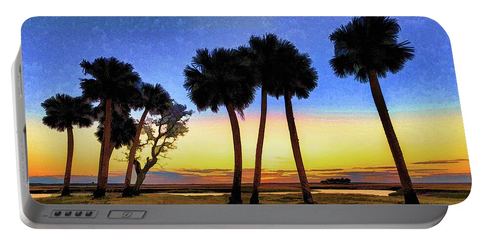 Florida Portable Battery Charger featuring the digital art St Johns River Sunrise #1 by Stefan Mazzola