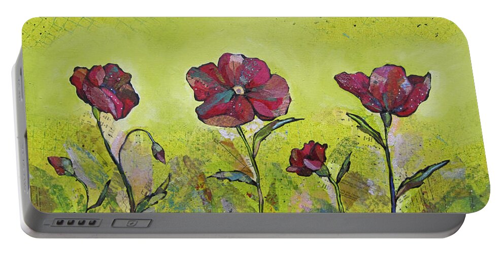 Bright Portable Battery Charger featuring the painting Intensity of the Poppy II by Shadia Derbyshire