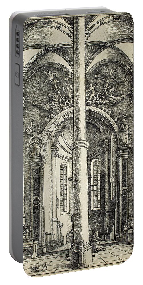 Daniel Hopfer Portable Battery Charger featuring the drawing Interior of the Church of Saint Katherine by Daniel Hopfer