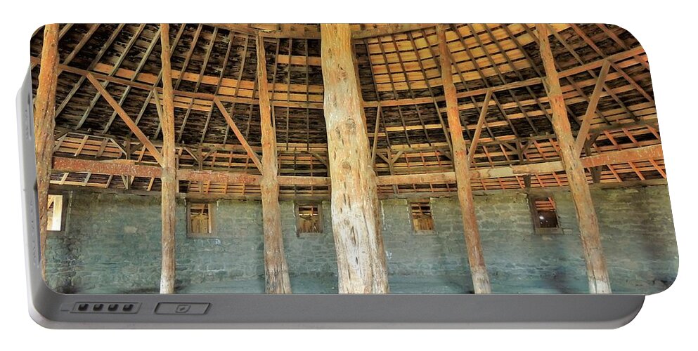 Peter French Round Barn Portable Battery Charger featuring the photograph Interior Peter French Round Barn by Michele Penner