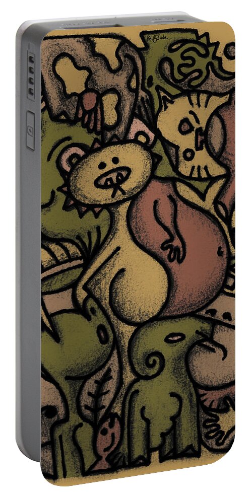 Kaki Portable Battery Charger featuring the digital art Interwhining1 by Kelly King