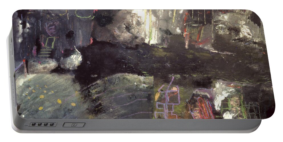 Mixed Media On Paper Portable Battery Charger featuring the painting Into The Caves by Richard Baron