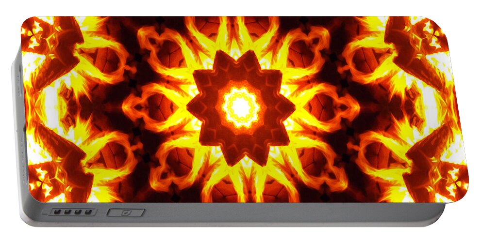Kaleidoscope Portable Battery Charger featuring the digital art Into The Fire by Shawna Rowe