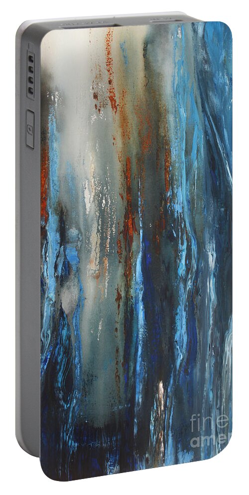 Abstract Portable Battery Charger featuring the painting Into the Mists of Time by Valerie Travers