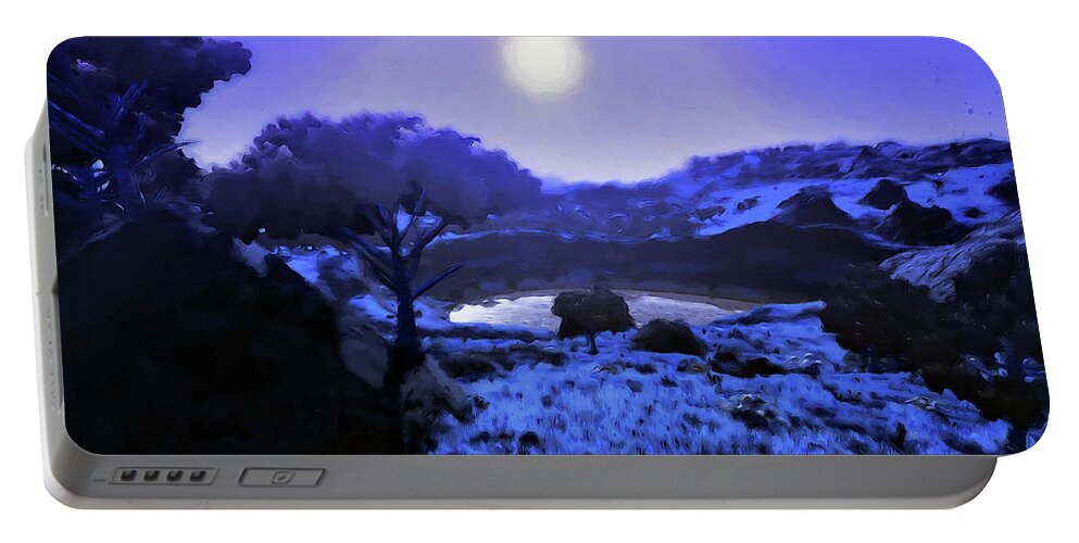 Unreal Landscape Portable Battery Charger featuring the painting Into the Night by AM FineArtPrints