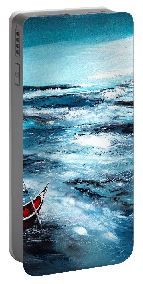 Nature Portable Battery Charger featuring the painting Into Unknown by Anil Nene