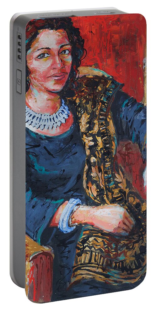Original Painting Portable Battery Charger featuring the painting Intrigue by Jyotika Shroff