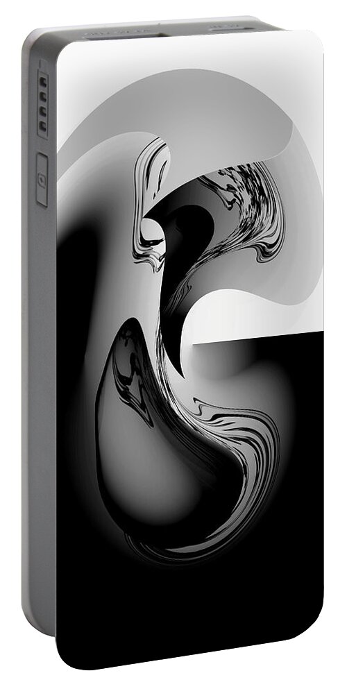 Black And White Art Portable Battery Charger featuring the painting Introspection digital art by Georgeta Blanaru