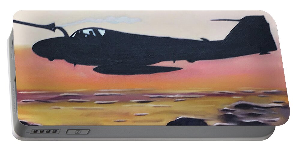 A6 Portable Battery Charger featuring the painting Intruder Refueling by Dean Glorso