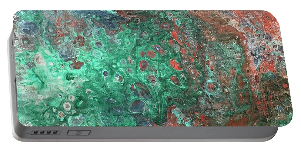 Abstract Portable Battery Charger featuring the painting Invasion of Privacy by Sherry Harradence
