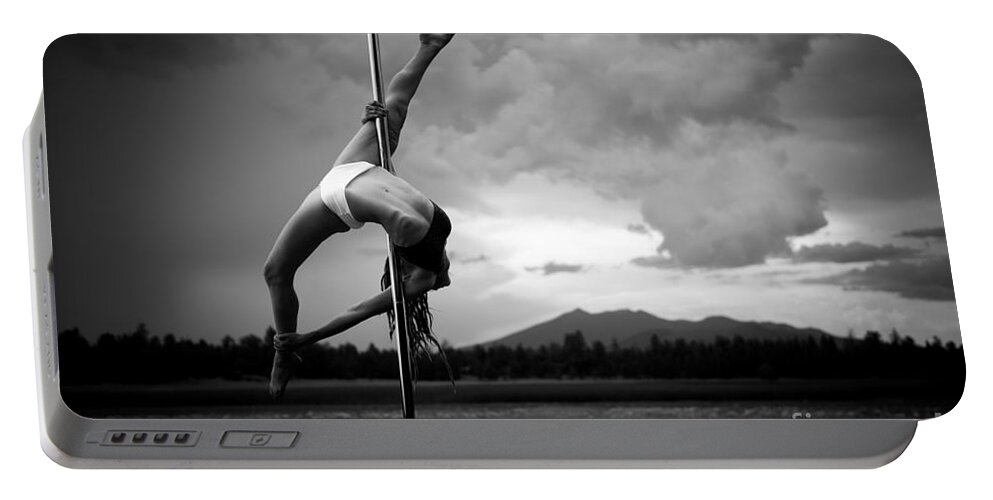 Hailey Portable Battery Charger featuring the photograph Inverted Splits pole dance by Scott Sawyer
