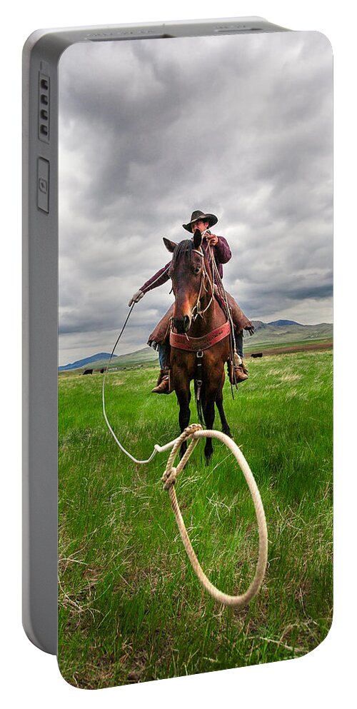 Cowboy Portable Battery Charger featuring the photograph Invisible Calf by Todd Klassy