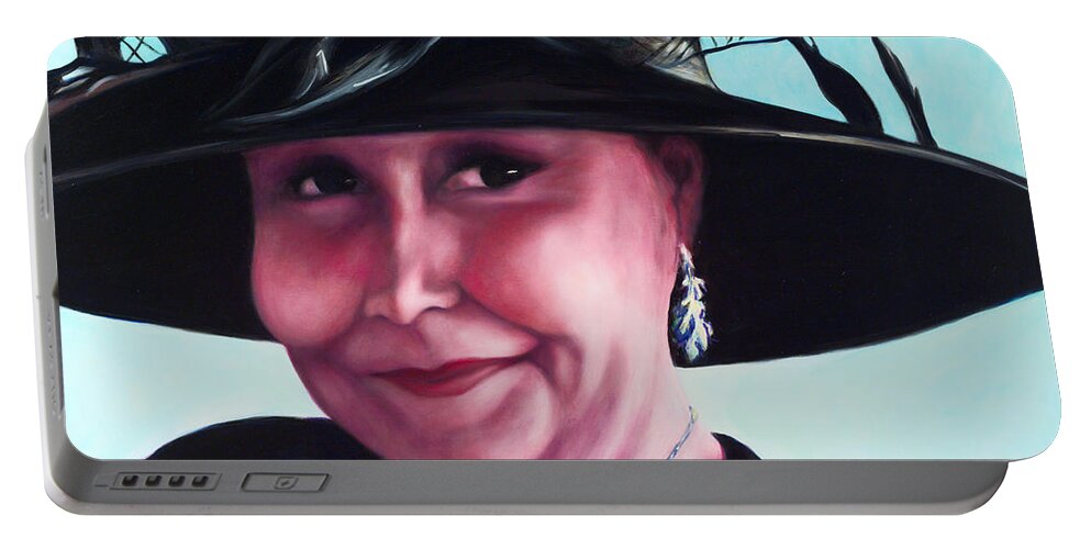 Woman Portable Battery Charger featuring the painting Irene by Shannon Grissom