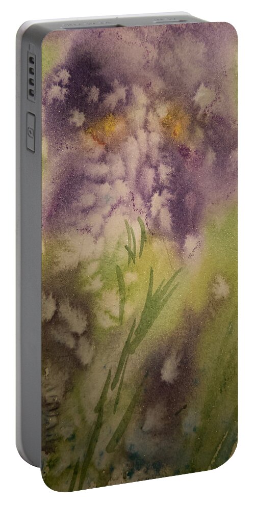 Flower Portable Battery Charger featuring the painting Iris Fantasy by Terry Ann Morris