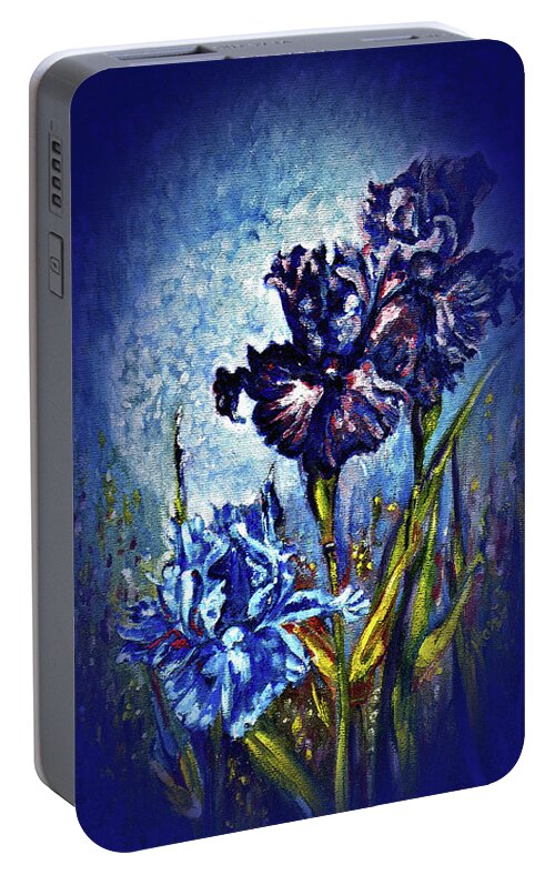 Flowers Portable Battery Charger featuring the painting Iris by Harsh Malik