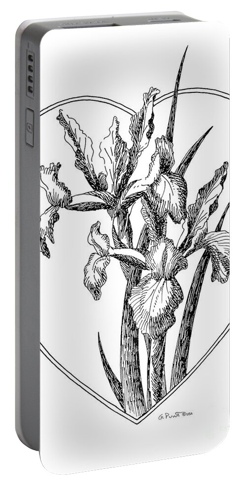 Iris Portable Battery Charger featuring the painting Iris Heart Drawing 3 by Gordon Punt
