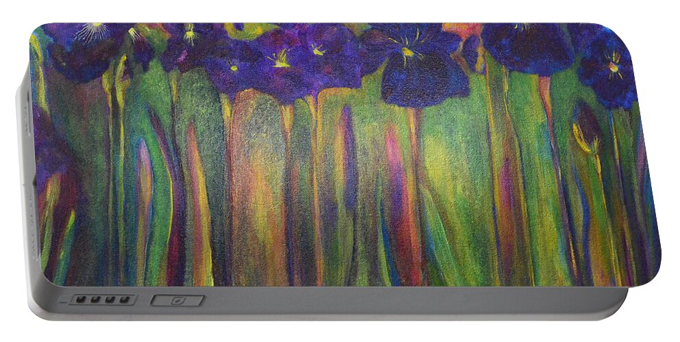 Iris Portable Battery Charger featuring the painting Iris Parade by Claire Bull