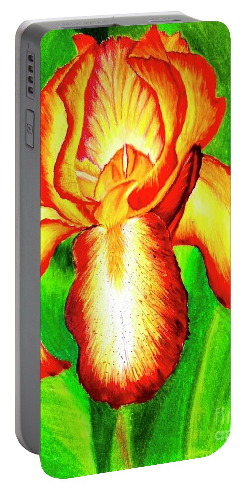 Iris Portable Battery Charger featuring the painting Iris by Sudakshina Bhattacharya