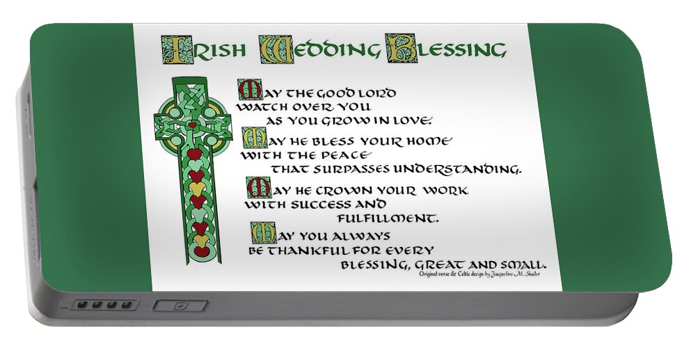 Irish Portable Battery Charger featuring the drawing Irish Celtic Wedding Blessing by Jacqueline Shuler