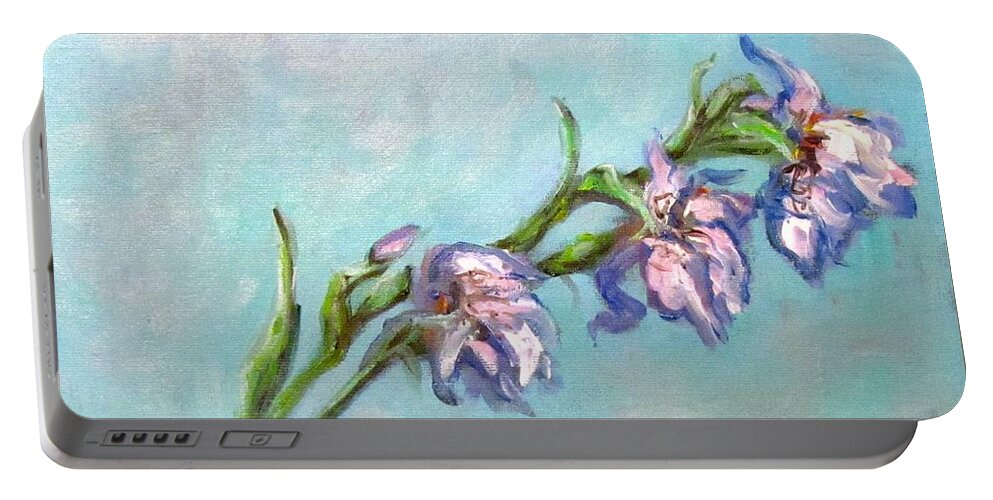 Iris Portable Battery Charger featuring the painting Iris's Last Stand by Barbara O'Toole