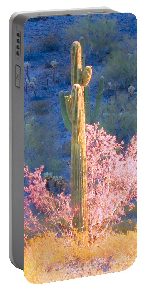 Arizona Portable Battery Charger featuring the photograph Ironwood Saguaro Dance by Judy Kennedy